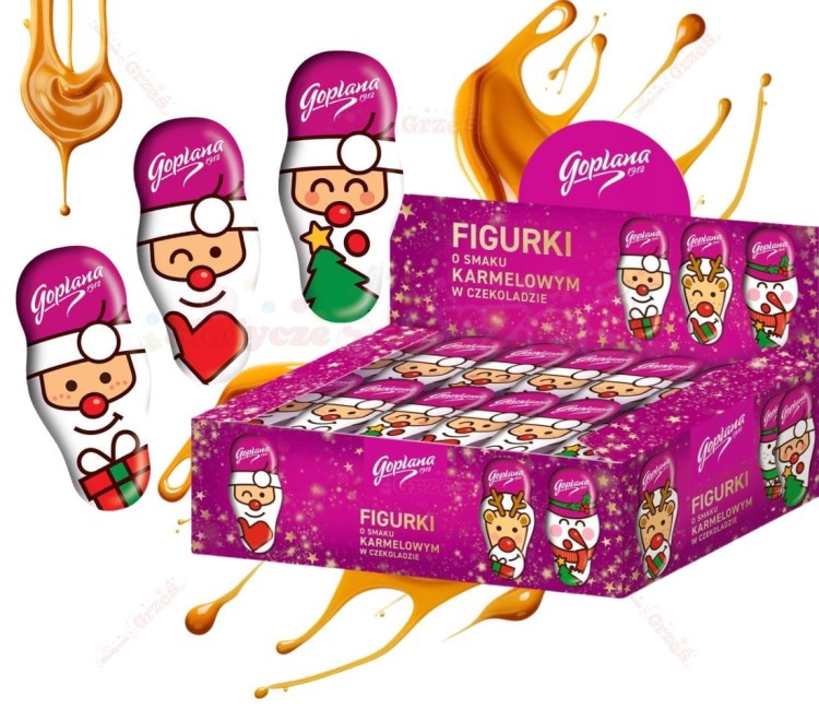 Figurki MIKOŁAJKI o smaku karmelowym w czekoladzie 80*30g Goplana Święta