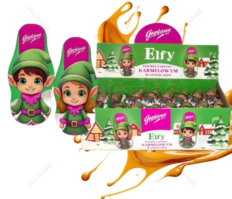 Figurki ELFY o smaku karmelowym w czekoladzie 80*30g Goplana Święta