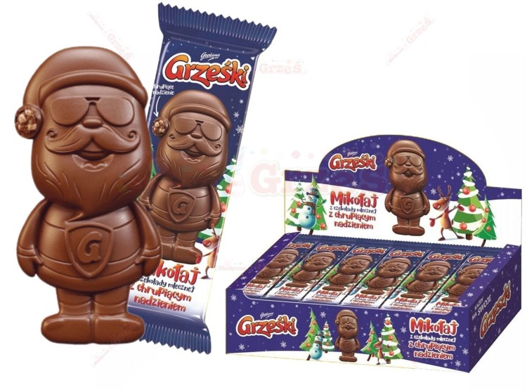 30x Grześki mikołaj z czekolady z chrupiącym nadzieniem 29g Goplana
