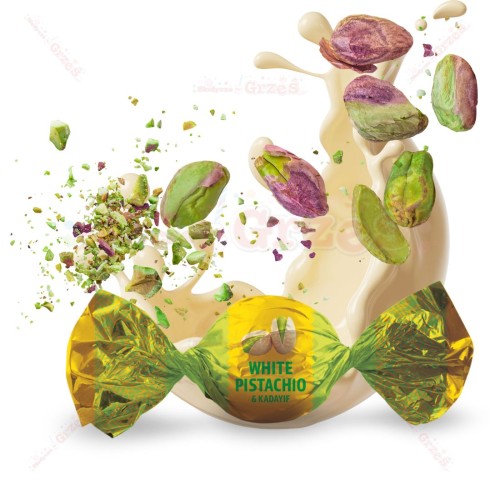Praliny pistacjowe z Kadayif - kulki białem mleczne 1kg Millano