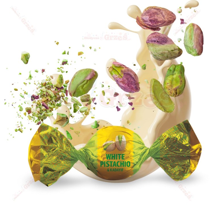 Praliny pistacjowe z Kadayif - kulki białem mleczne 1kg Millano