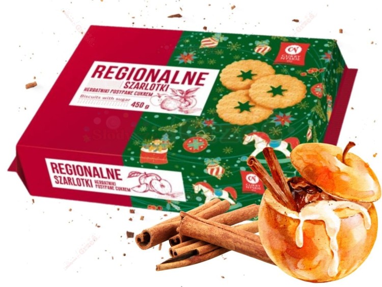 Herbatniki regionalne szarlotki dekorowane cukrem 450g Cukry Nyskie