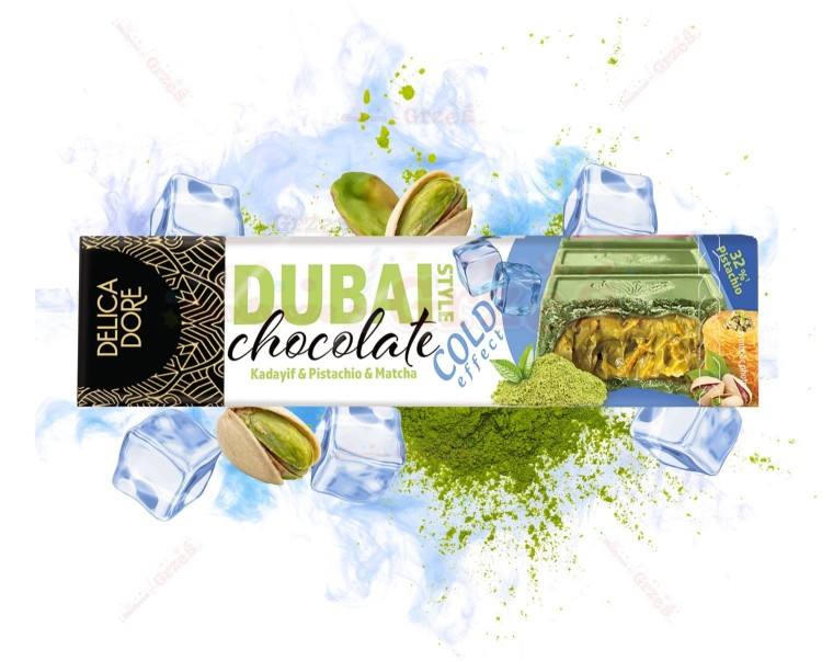 Biała Czekolada Dubai COLD MATCHA z kadayif i pistacjami 70g Delicadore