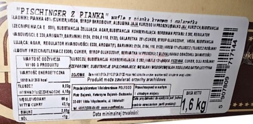 Pischinger "Ptasie Mleczko" wafle z kremem, pianką i galaretką 1,6kg Polfood