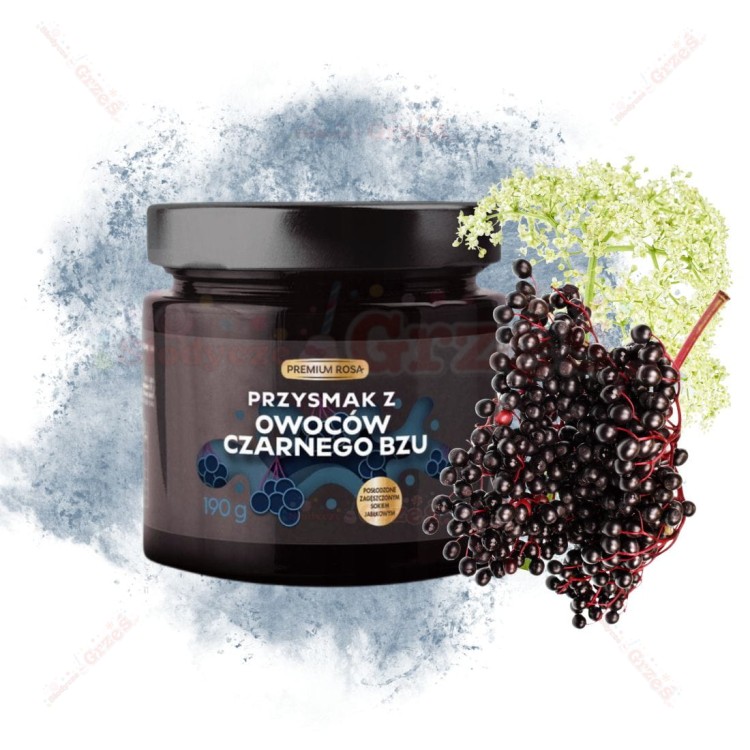 Konfitura czarny bez - Przysmak z owoców czarnego bzu BEZ CUKRU 190g Premium Rosa