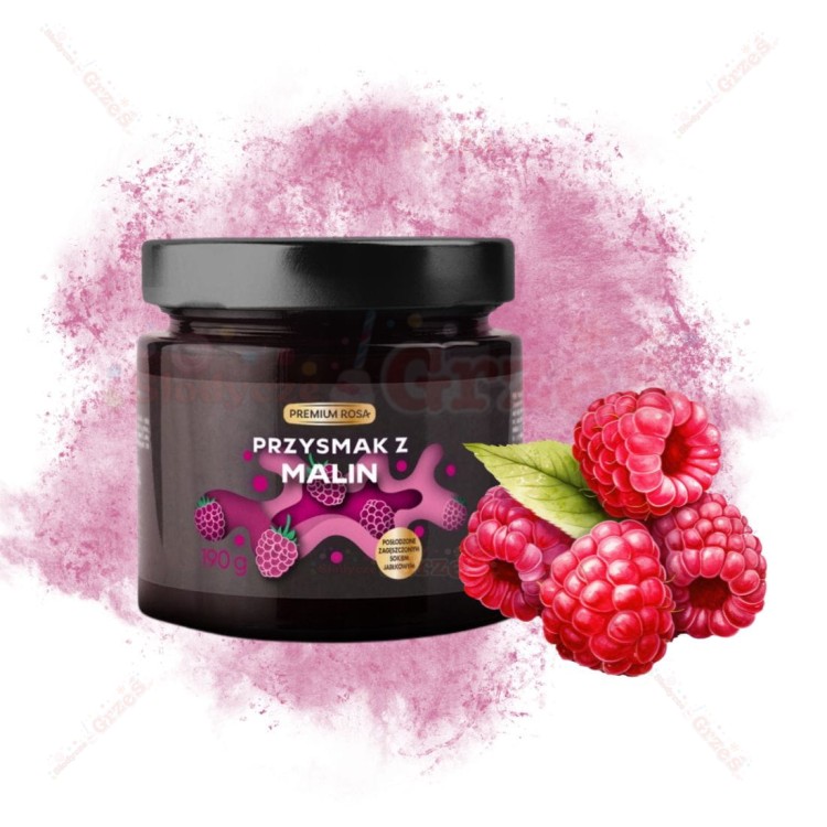 Konfitura malinowa - Przysmak z malin BEZ CUKRU 190g Premium Rosa