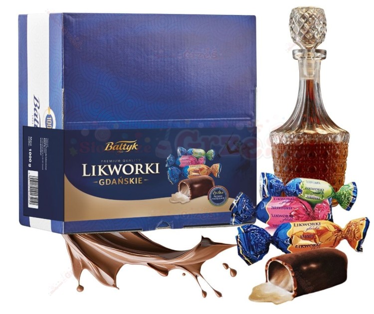 Likworki Gdańskie - Brandy, Żurawinówka, Żubrówka w czekoladzie 1kg Bałtyk