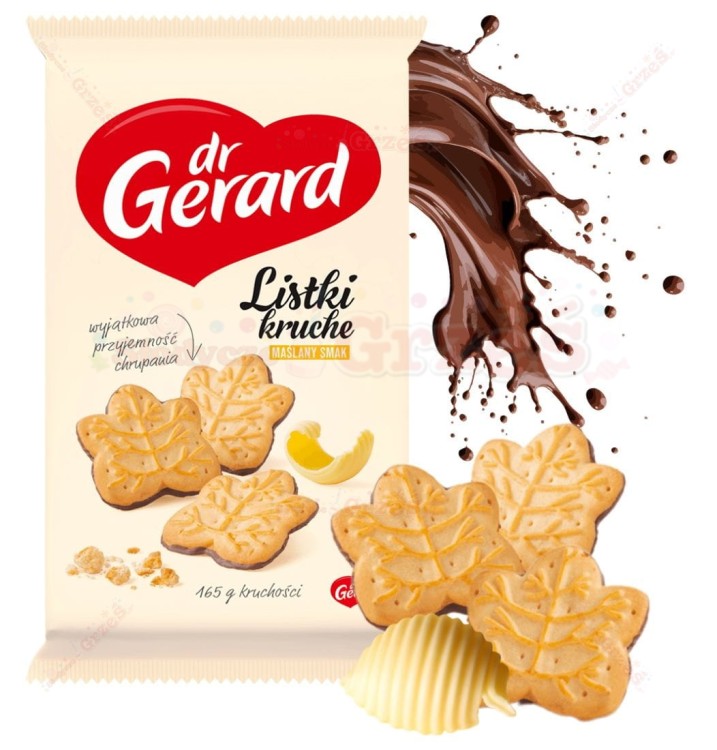 Ciastka Listki kruche maślane - herbatniki z polewą 165g Dr Gerard