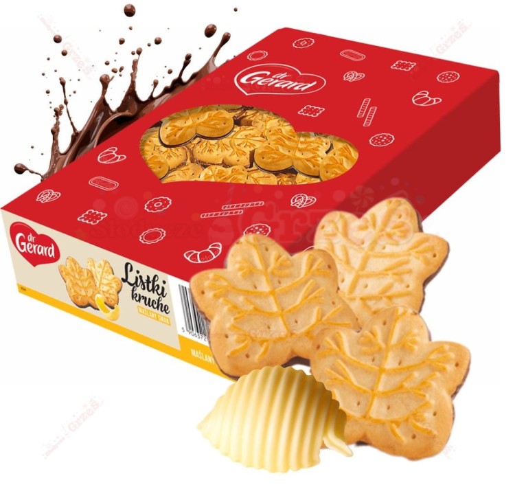 Ciastka Listki kruche maślane - herbatniki z polewą 650g Dr Gerard