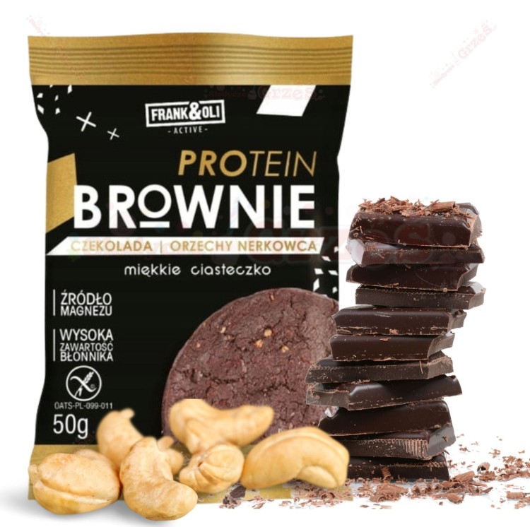 Ciastko proteinowe BROWNIE z Orzechami Nerkowca 50g Frank&amp;Oli