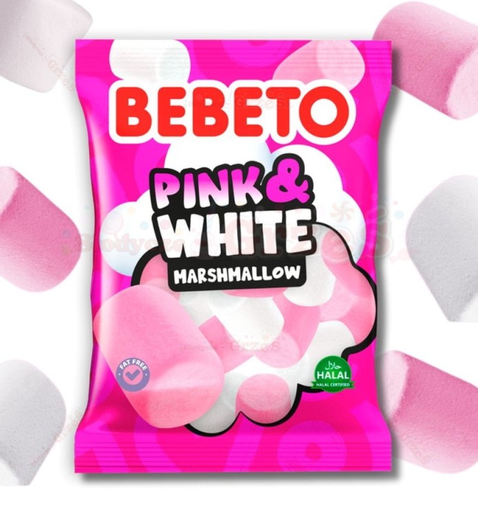 Pianki marshmallow biało-różowe Pink&White 60g Bebeto