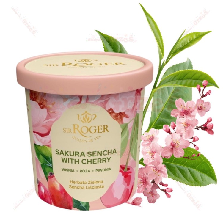 Sakura Sencha - zielona herbata wiśnia, róża, piwonia 50g Sir Roger