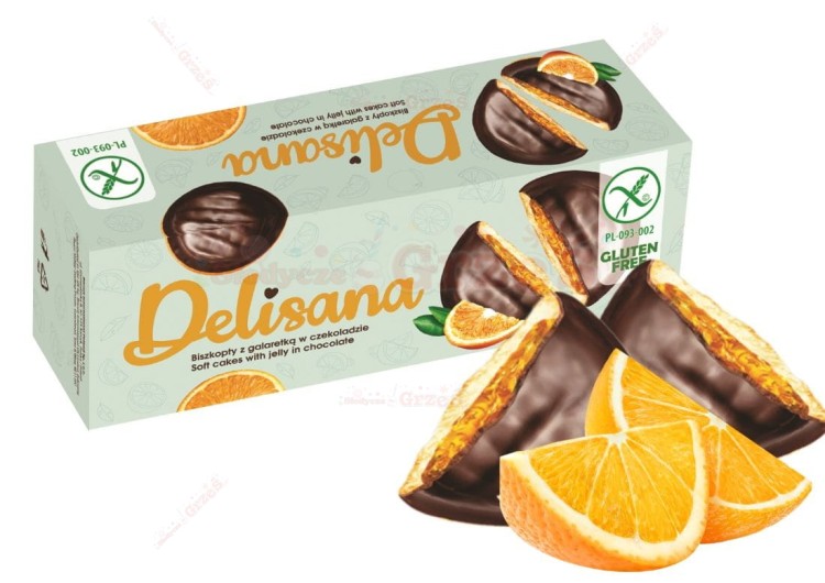 Bezglutenowe biszkopty z galaretką w czekoladzie 150g Delisana