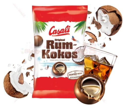 Draże Casali mleczne rum-kokos z rumem i płynnym nadzieniem 100g Casali