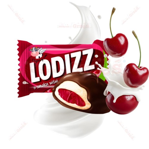 Cukierki piankowe Lodizz z nadzieniem wiśniowym 1kg Flying Cow