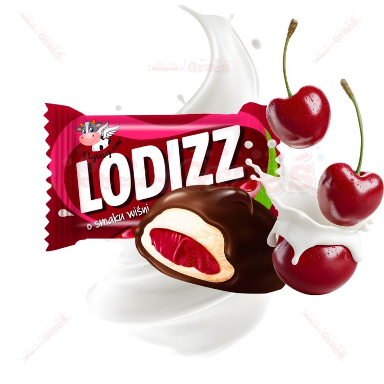 Cukierki piankowe Lodizz z nadzieniem wiśniowym 1kg Flying Cow
