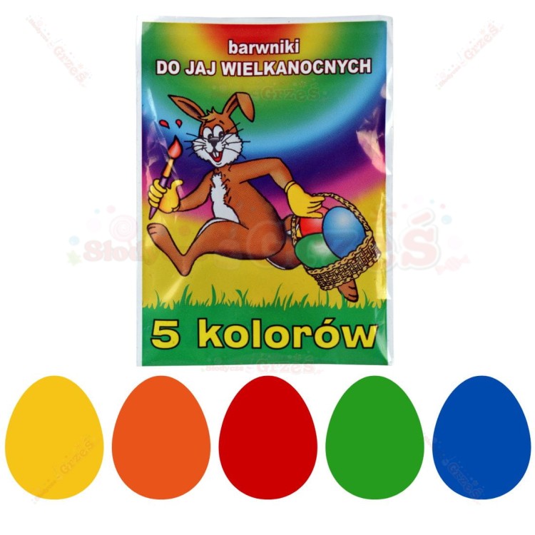 Barwniki do jajek wielkanocnych, pisanek 5 kolorów  6g*25szt Wolność