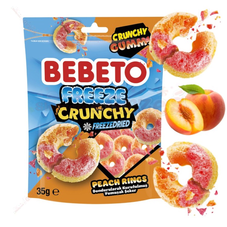 Liofilizowane żelki brzoskwiniowe - Peach Freeze Crunchy 35g Bebeto