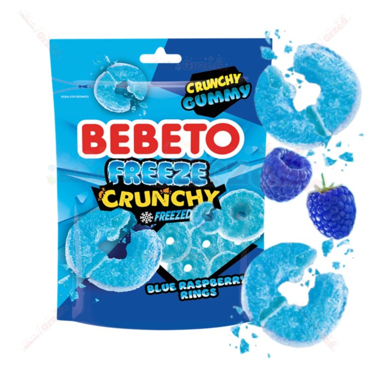 Liofilizowane żelki malinowe -Blue raspberry Freeze Crunchy 35g Bebeto
