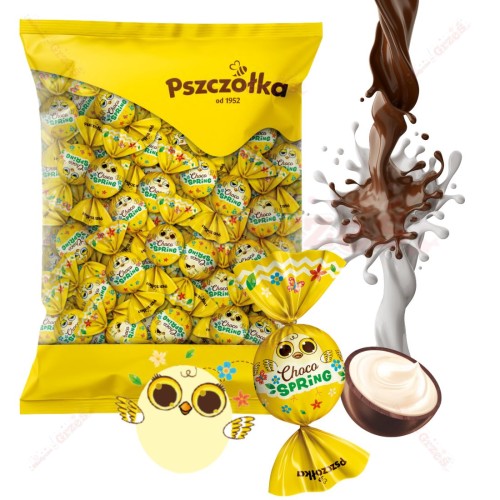 Praliny CHOCO Spring CZEKOLADKI mleczne wiosenne 1kg Pszczółka bezglutenowe