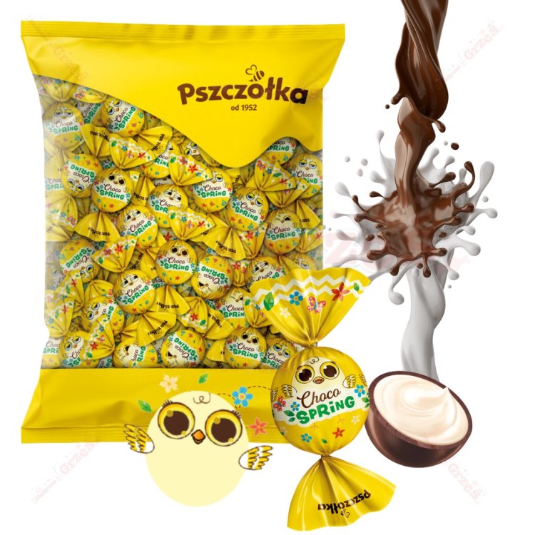 Praliny CHOCO Spring CZEKOLADKI mleczne wiosenne 1kg Pszczółka bezglutenowe