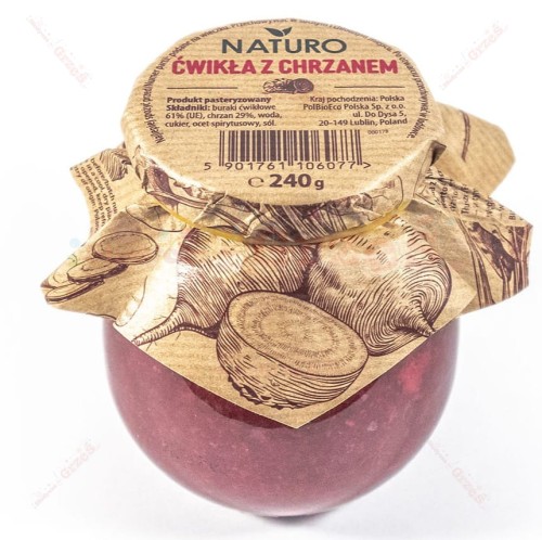 Ćwikła z chrzanem - buraczki tarte  BEZ KONSERWANTÓW 240g Naturo