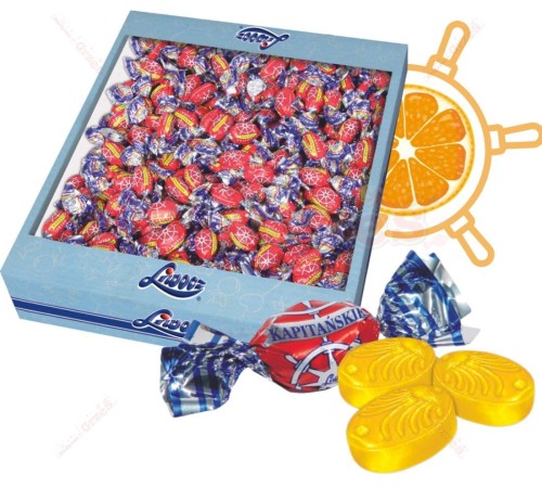 Karmelki Kapitańskie nadziewane o smaku pomarańczowym z alkoholem 2kg Liwocz
