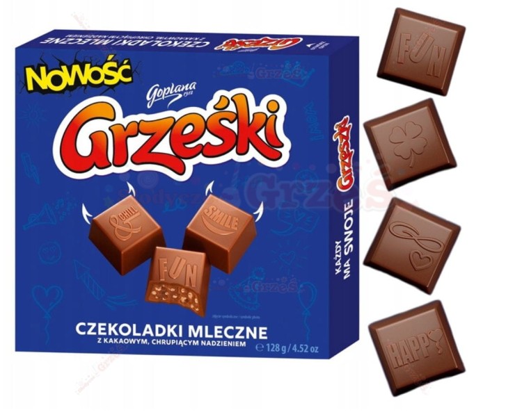 Grześki czekoladki mleczne - chrupiące praliny mleczne 128g Goplana