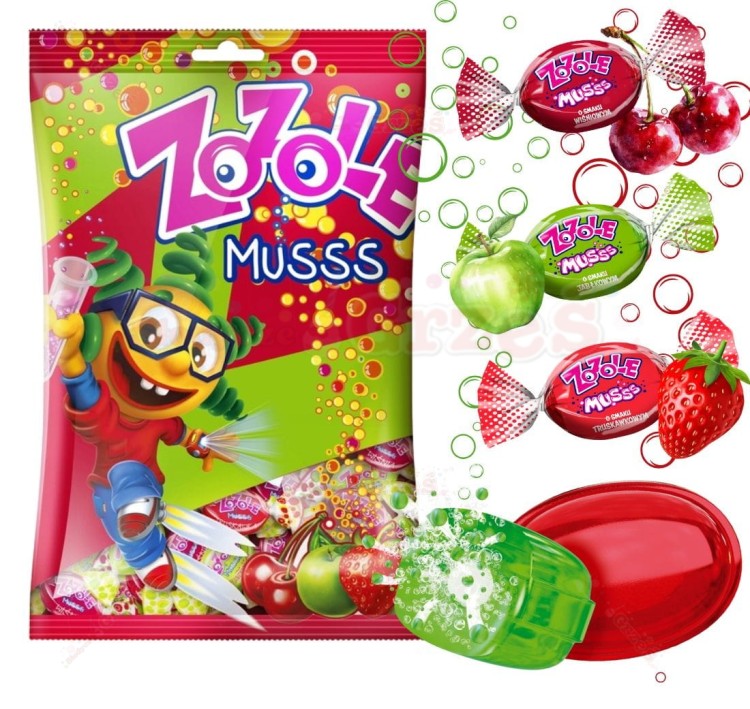 cukierki ZOZOLE musujące jabłko-truskawka-wiśnia 1kg Mieszko