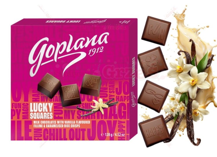 Praliny waniliowe z chrupkami Lucky Squares 130g Goplana