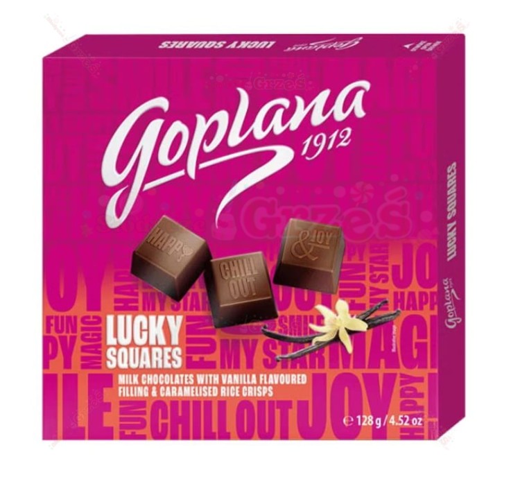 Praliny waniliowe z chrupkami Lucky Squares 130g Goplana