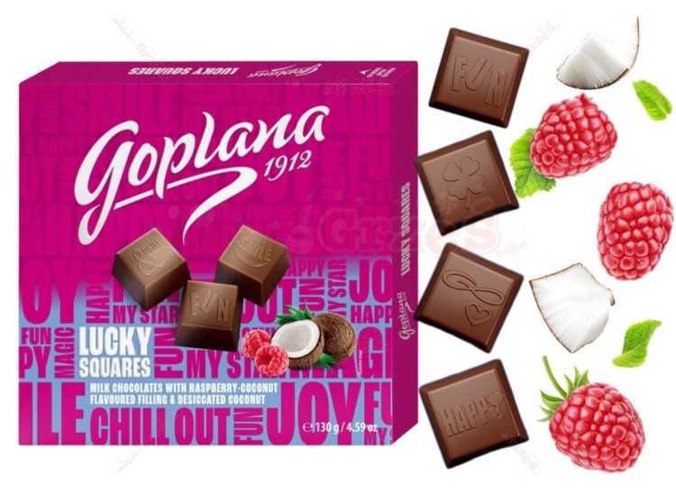 Praliny malinowo-kokosowe Lucky Squares 130g Goplana