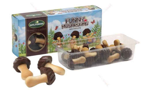 Ciasteczka wesołe grzybki czarne - czekoladowe 170g Miltonas