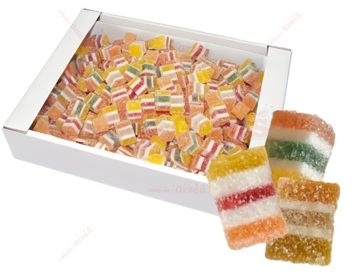 Galaretka w cukrze MINI KOSTKA 5-warstwowa z pianką 800g Leganzo