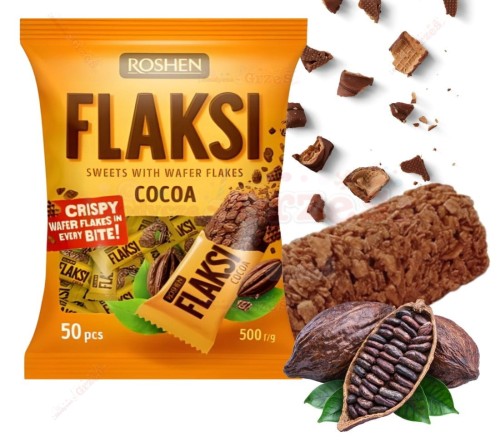 Flaksi - chrupiące cukierki kakaowe z waflami 500g Roshen