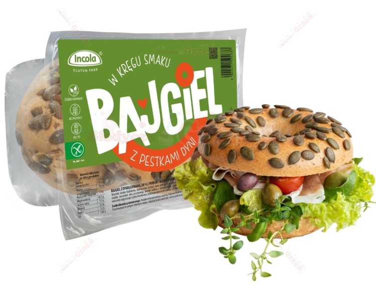bezglutenowe BAJGLE z pestkami dyni 2*95g  Incola