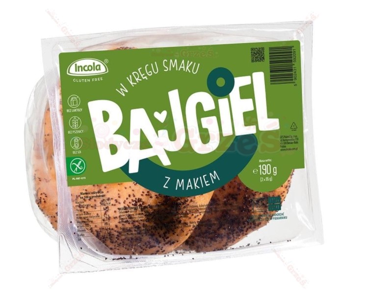 bezglutenowe BAJGLE z makiem 2*95g Incola