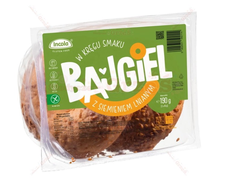 bezglutenowe BAJGLE z siemieniem lnianym 2*95g Incola