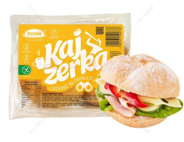 Bułki KAJZERKI bezglutenowe, bez laktozy 2*60g  Incola