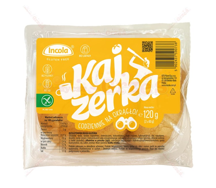 Bułki KAJZERKI bezglutenowe, bez laktozy 2*60g  Incola
