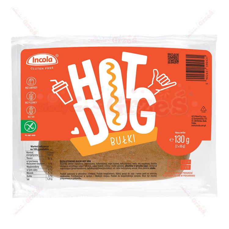 Bułki HOT-DOG bezlgutenowe, bez laktozy 2*65g  Incola