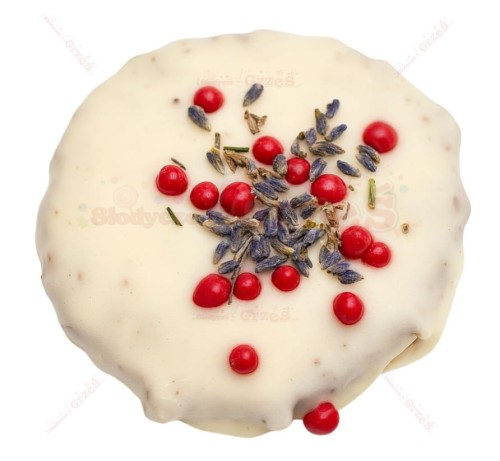 Ciastka PREMIUM CHAŁWETKI dekorowane -biała polewa i lawenda 2,2kg Cukiernia MAX