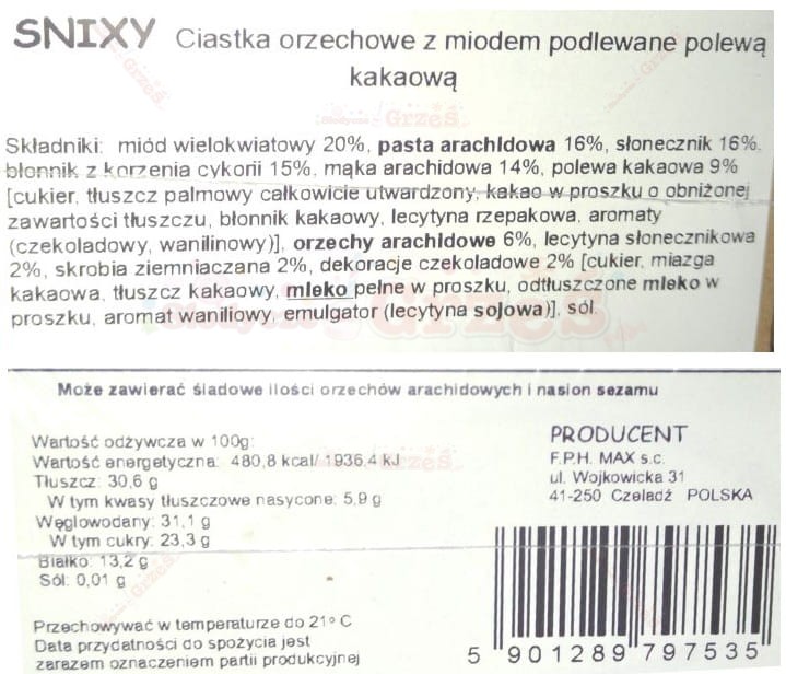 Ciastka Premium SNIXY orzechowe zdobione 2,2kg Cukiernia MAX