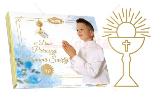 Bombonierka Duet na Komunię dla CHŁOPCA 375g Śnieżka