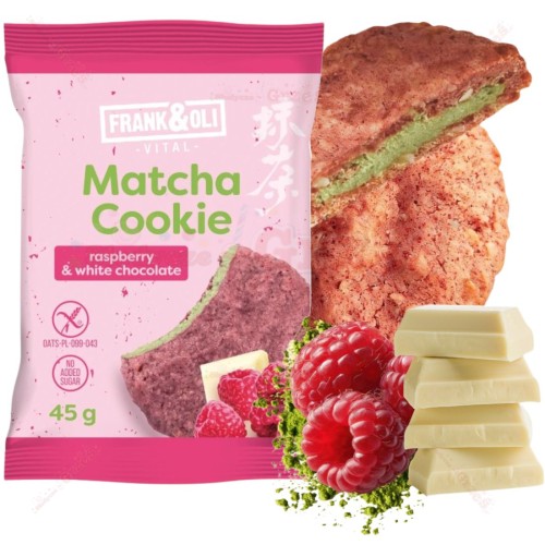Ciastko MATCHA malina i biała czekolada 45g Frank&Oli