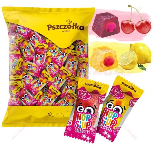 Galaretki nadziewane HOP SIUP Spring cytryna-wiśnia z wit.C 1kg Pszczółka BEZGLUTENOWE