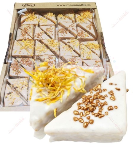 Ciastka biszkoptowe Premium PIRENEJKI pomarańczowe - biała polewa i kwiaty 1,8kg Cukiernia MAX