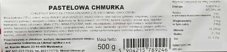 Wafle z pianką owocową i galaretką PASTELOWA CHMURKA 500g Likmar