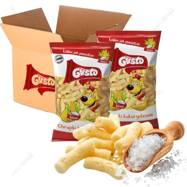 26x Chrupki kukurydziane naturalne LEKKO SOLONE 85g Pufuleti Gusto