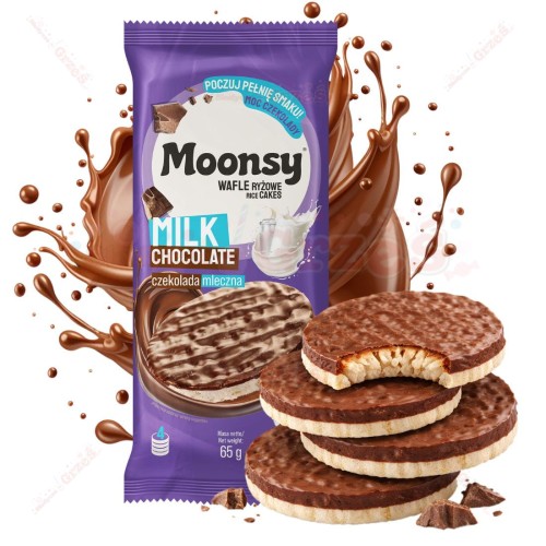 Moonsy wafle ryżowe w CZEKOLADZIE mlecznej BEZGLUTENOWE 65g